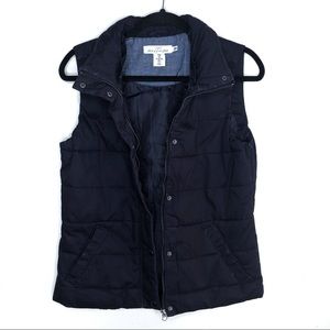 H&M Navy 100% Cotton Double Lined Puffer Vest Sz 6